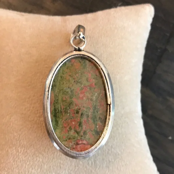 Silver & Unakite (Bad Habits Pendant) Pendant - Picture 5 of 13